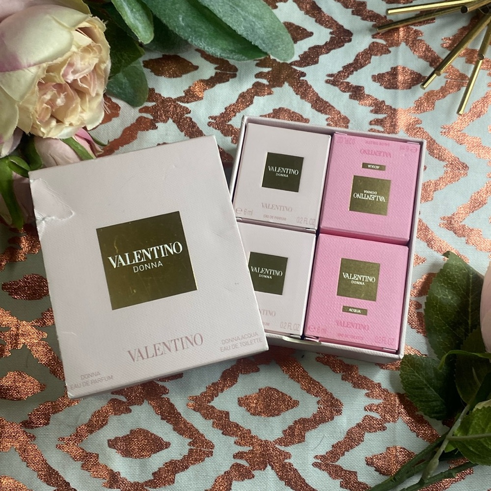 New 4PC Valentino Donna/Acqua EDP/EDT Perfume Splash Mini Set (4x6ml/0.2oz)~Rare